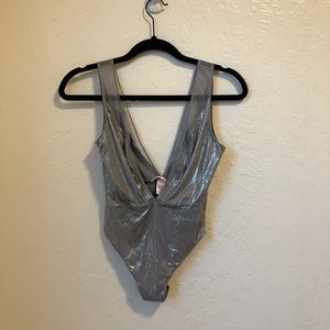 Victoria’s Secret silver V bodysuit
